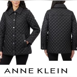 Anne Klein Black Quilted Puffer Jacket XL